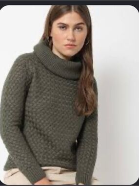 moon & madison Olive Green Cowl Neck Knit Sweater